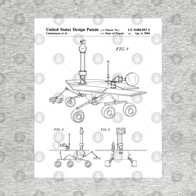 Nasa Mars Rover Patent - Mars Exploration Rover Art - Black And White by patentpress